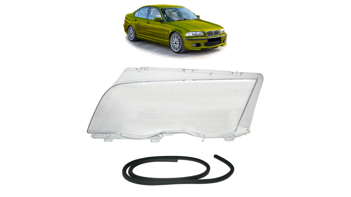 Sklo predného ľavého svetlometu BMW 3 E46 Sedan / Touring – Pre-Facelift (1998–2001)