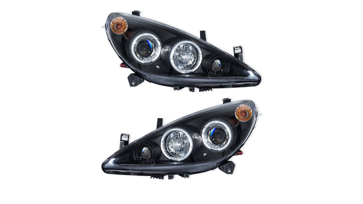 Predné halogénové svetlomety Projector Angel Eyes čierne – Peugeot 307 Hatchback / CC / SW / Break (2001–)