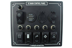 Univerzálny prepínačový panel – 9 prvkov (6x spínač, voltmeter, USB 3.1A, zásuvka 12V)