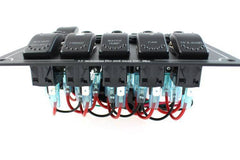 Univerzálny prepínačový panel – 9 prvkov (6x spínač, voltmeter, USB 3.1A, zásuvka 12V)