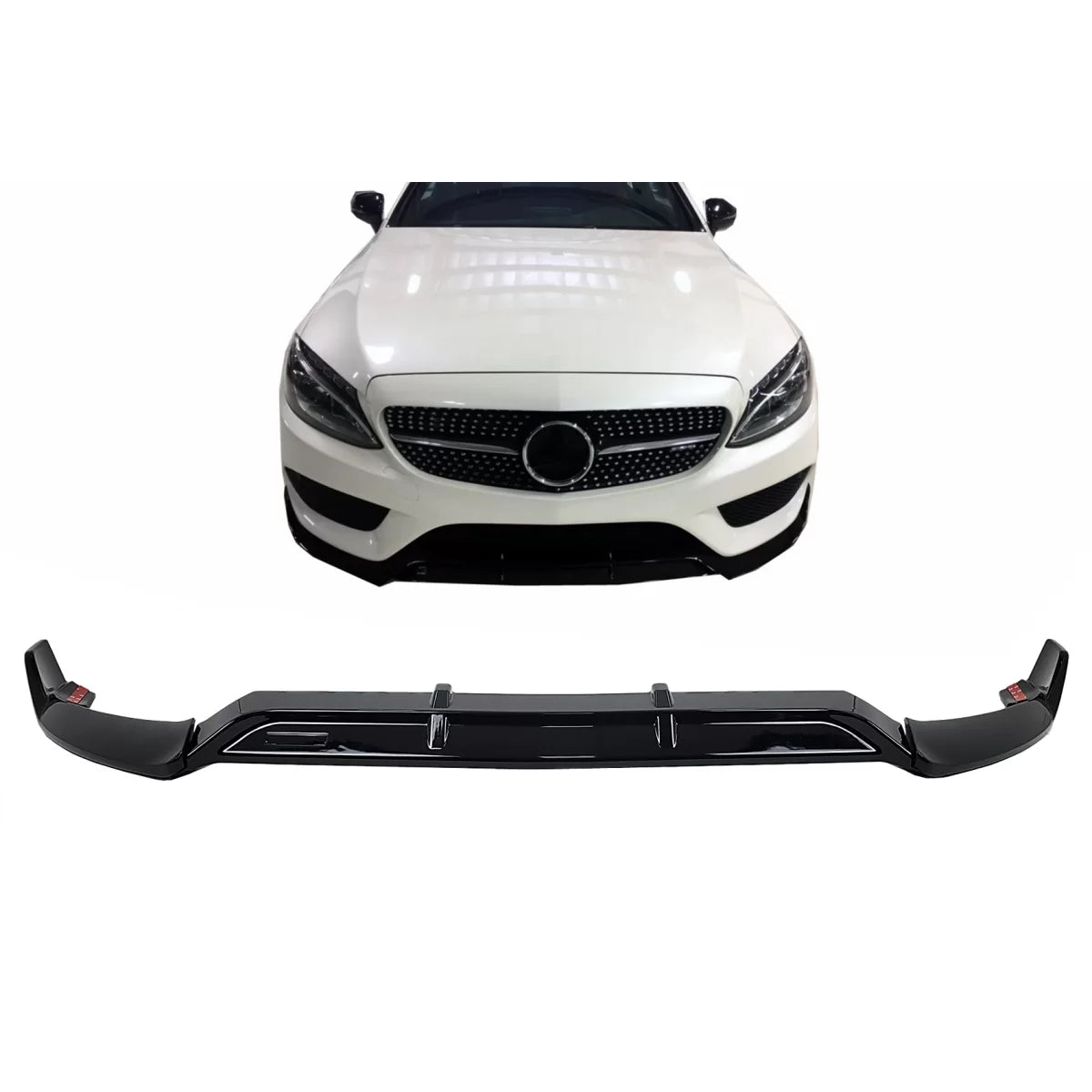 Predné lízatko nárazníka pre Mercedes C-Class W205 / S205 / C205 / A205 (2014–2019) – Piano Black