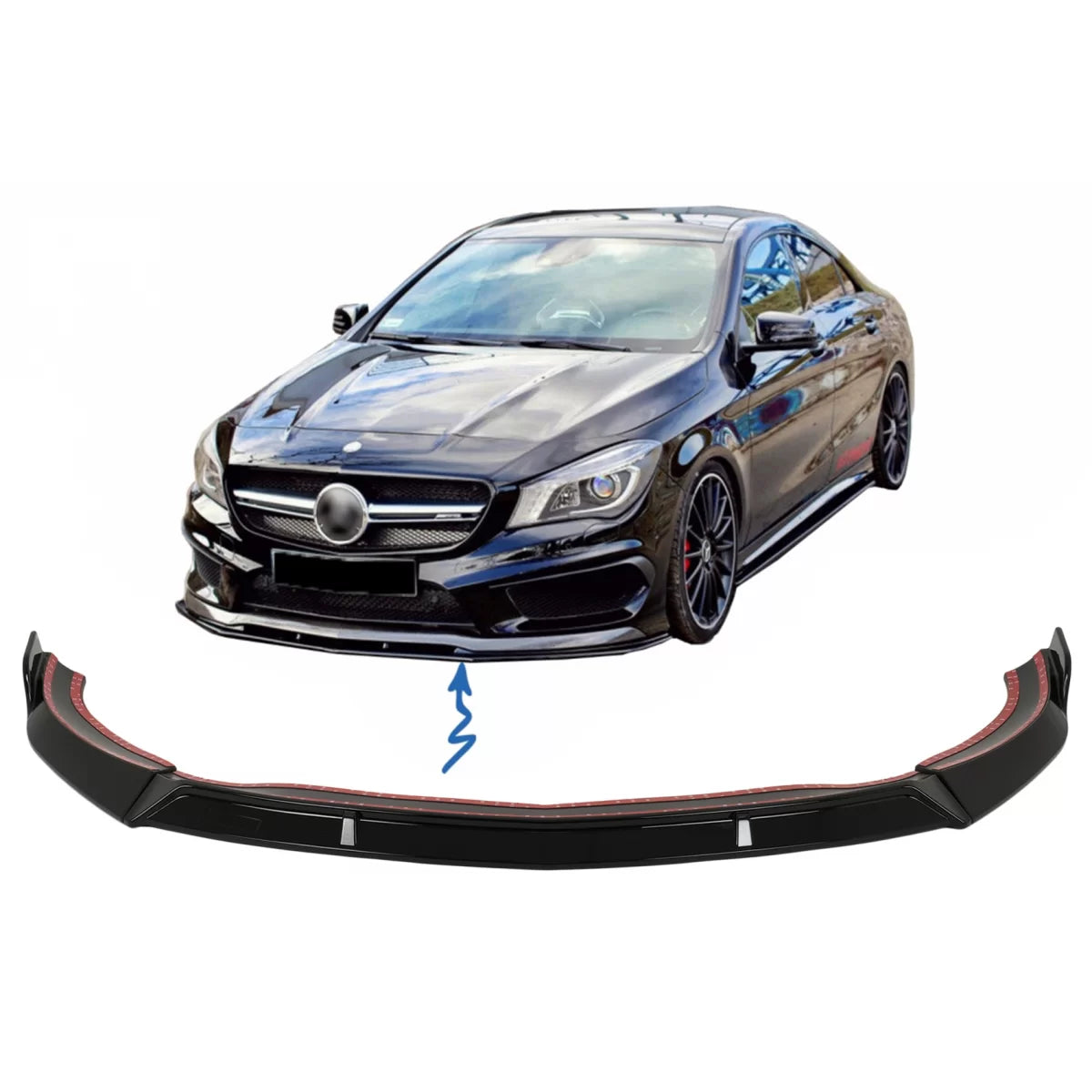 Predné lízatko nárazníka pre Mercedes CLA 45 AMG C117 / X117 (2013–2016) – Glossy Black