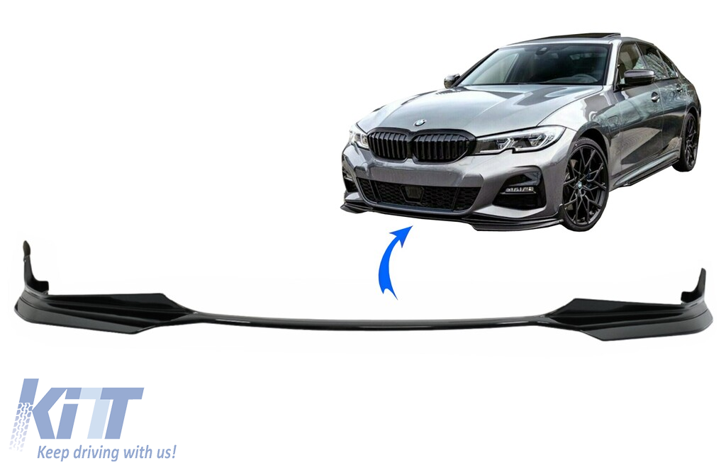 Predný splitter lip M Sport Piano Black pre BMW 3 Series G20 G21 (2018–2022)