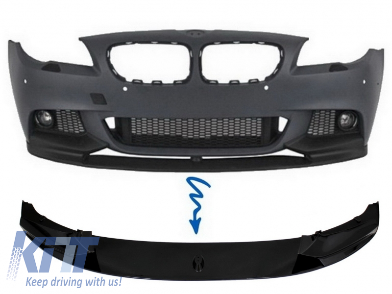 Predný spoiler lip M Design Piano Black pre BMW radu 5 F10 F11 (2011–2017)