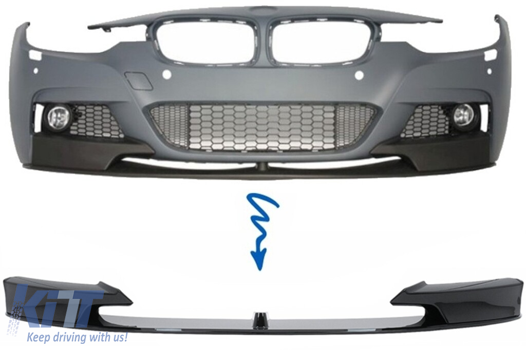 M Design Piano Black Front Spoiler for BMW 3 Series F30 F31 (2011+)