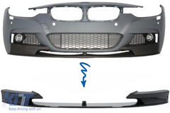 M Design Piano Black Front Spoiler for BMW 3 Series F30 F31 (2011+)