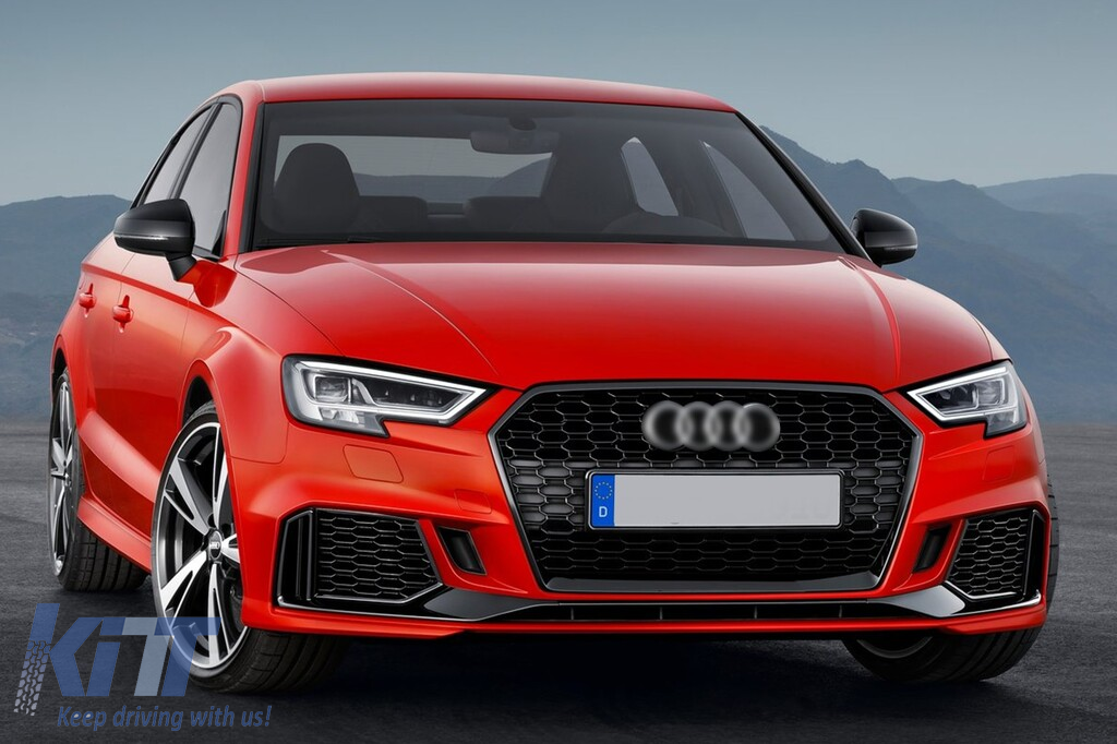 Front bumper Audi A3 8V Facelift (2016–2019) Sedan/Cabrio RS3 design Piano Black