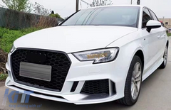 Front bumper Audi A3 8V Facelift (2016–2019) Sedan/Cabrio RS3 design Piano Black