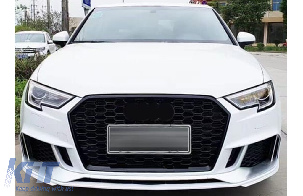 Front bumper Audi A3 8V Facelift (2016–2019) Sedan/Cabrio RS3 design Piano Black