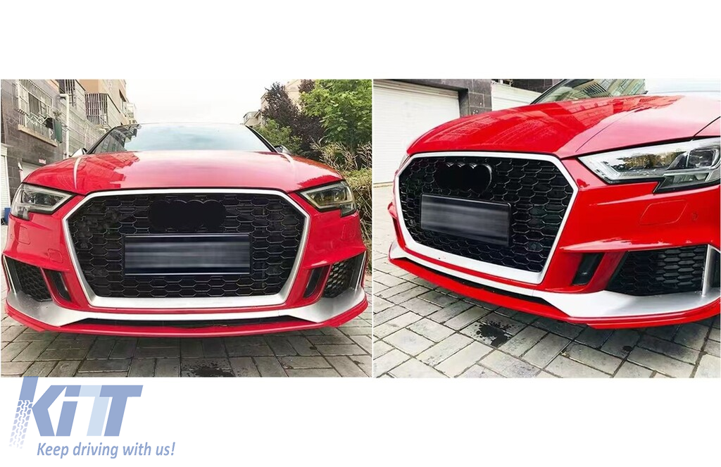 Front bumper Audi A3 8V Facelift (2016–2019) Sedan/Cabrio RS3 design Piano Black
