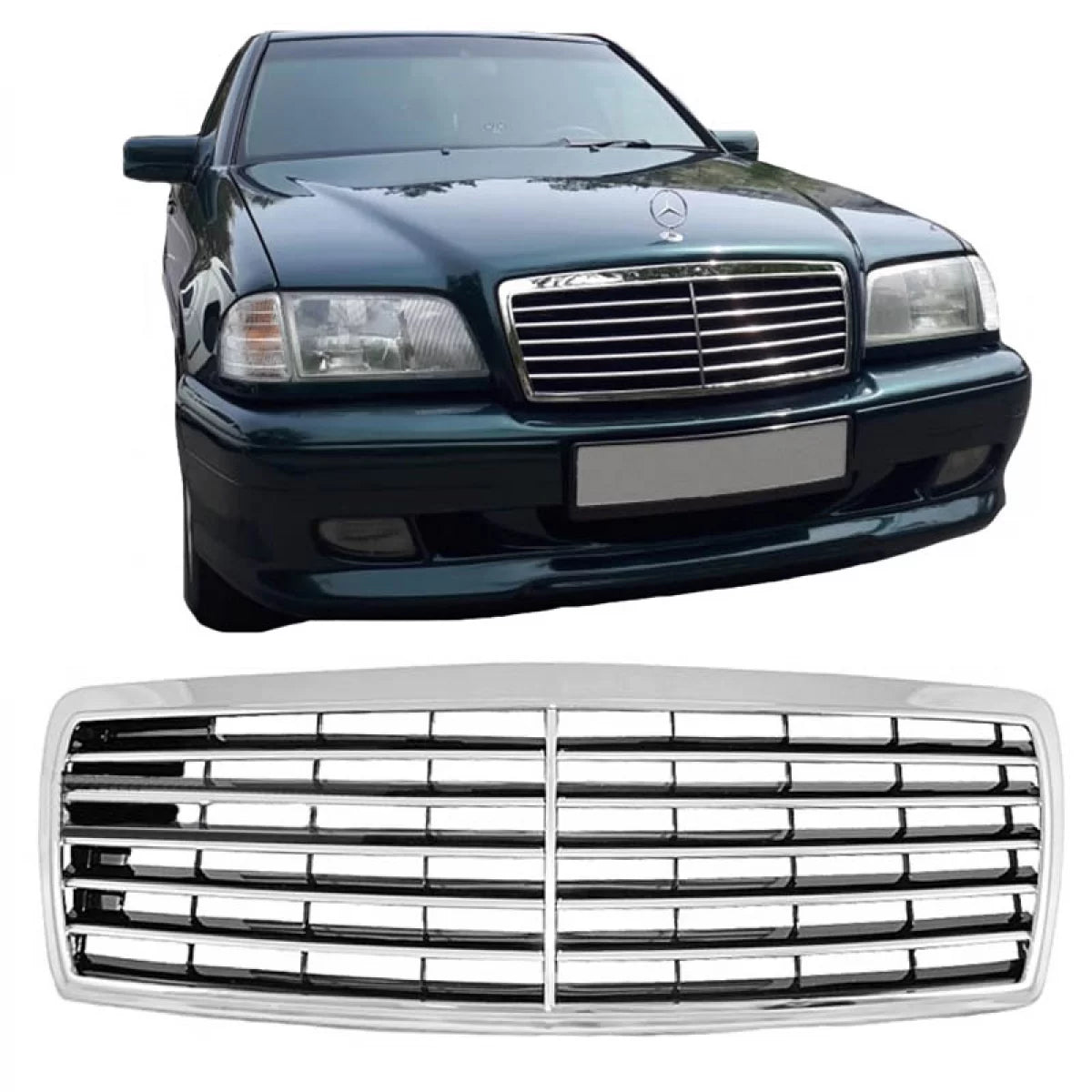 Predná maska chladiča Avantgarde pre Mercedes C-Class W202 / S202 (1993–2001) – Chrome/Black