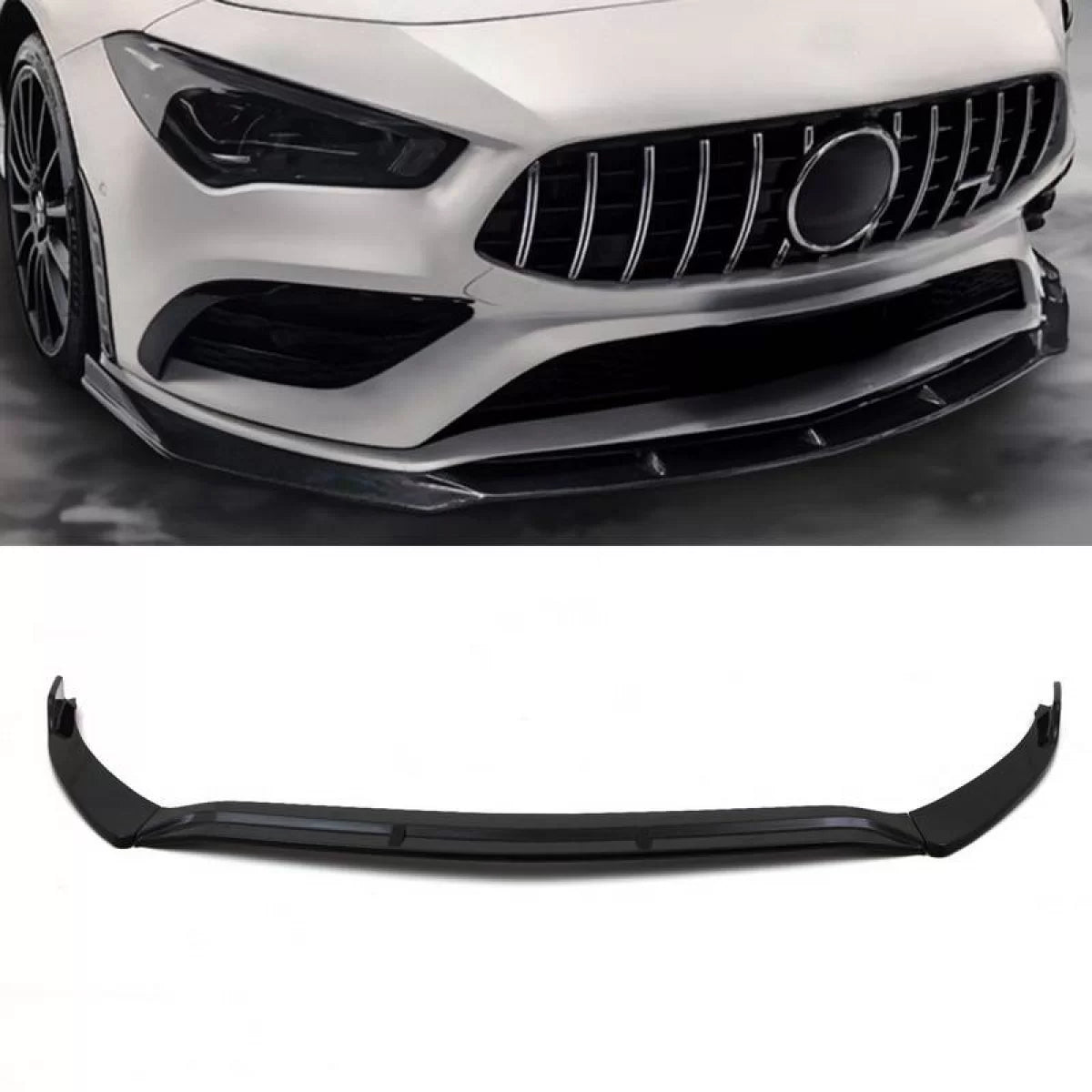 3-dielne predné lízatko nárazníka pre Mercedes CLA C118 / X118 (2019–2023) – Glossy Black