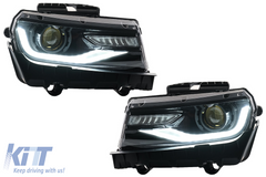 LED predné svetlá DRL pre Chevrolet Camaro Mk5 Facelift 2014–2015, dynamické smerovky, 2016+ look, set ľavé a pravé