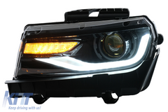 LED predné svetlá DRL pre Chevrolet Camaro Mk5 Facelift 2014–2015, dynamické smerovky, 2016+ look, set ľavé a pravé