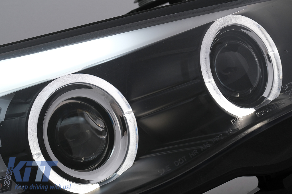 LED Angel Eyes svetlá BMW E60 E61 (2003-2007) Halogen – čierne, H7, E-MARK