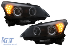 LED Angel Eyes lights BMW E60 E61 (2003-2007) Halogen – black, H7, E-MARK