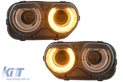 LED Black Front Headlights for Dodge Challenger (2015–2023) Dual Projector