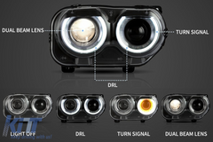 LED Black Front Headlights for Dodge Challenger (2015–2023) Dual Projector