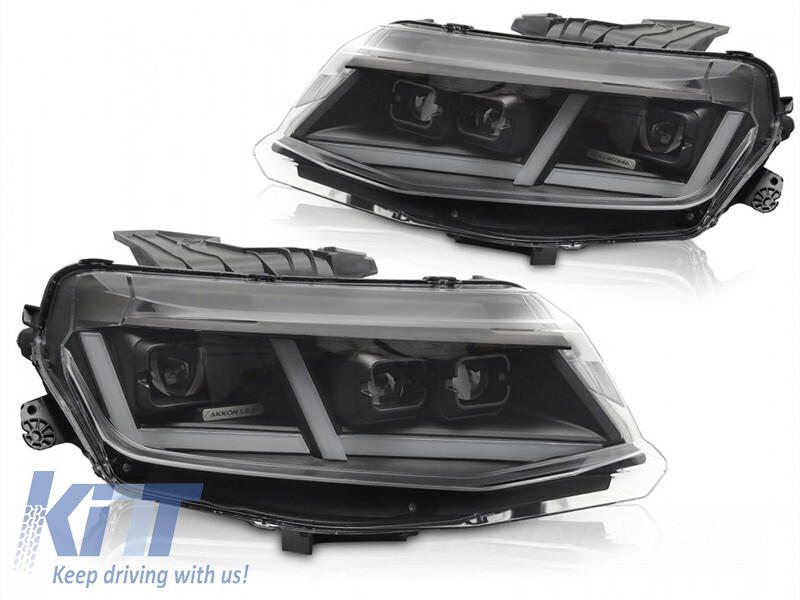 LED predné svetlá pre Chevrolet Camaro 2016–2018, čierne prevedenie, DRL, dynamické smerovky, set ľavé a pravé