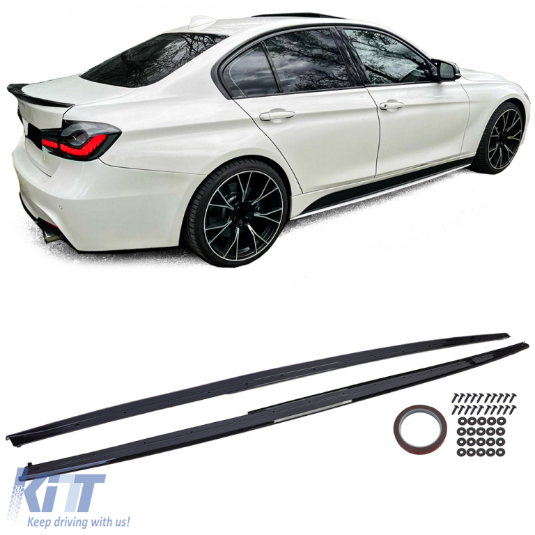 Gloss Black Sill Extensions for BMW 3 Series F30 F31 (2011–2019) M Sport