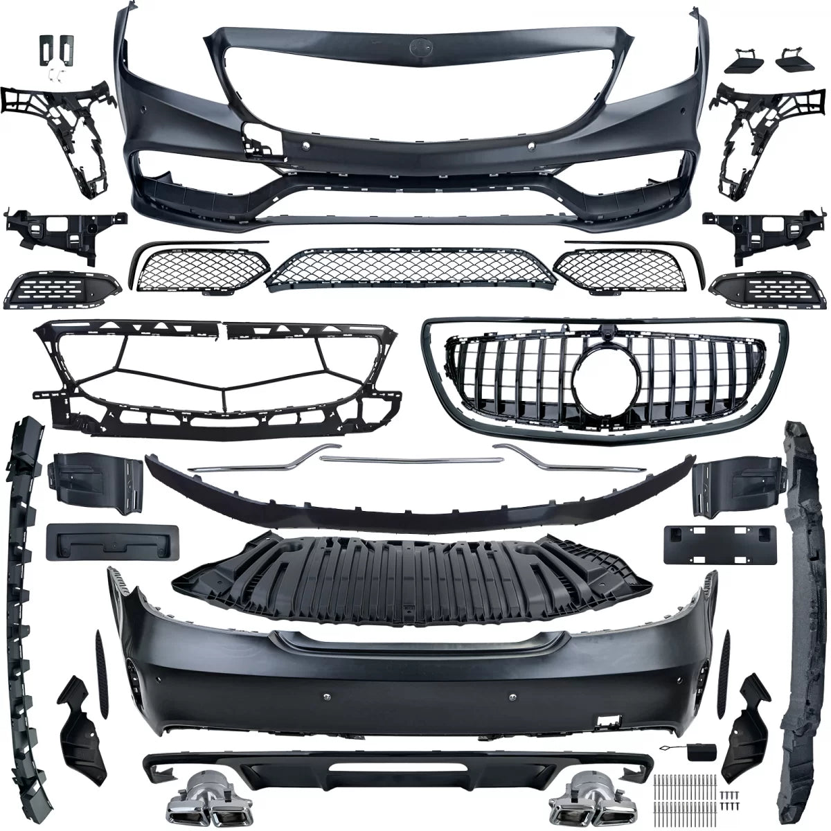 Kompletný športový Body Kit pre Mercedes CLS C218 / W218 Sedan (2011–2018) – GT Maska & Difúzor