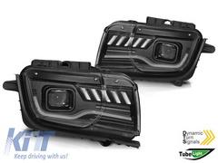 LED predné svetlá pre Chevrolet Camaro 2009–2013, čierne prevedenie, dynamické smerovky, set ľavé a pravé