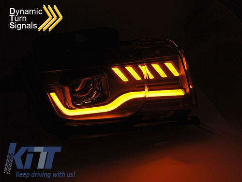 LED predné svetlá pre Chevrolet Camaro 2009–2013, čierne prevedenie, dynamické smerovky, set ľavé a pravé