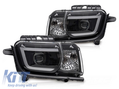 LED predné svetlá pre Chevrolet Camaro 2009–2013, čierne prevedenie, LED pás, set ľavé a pravé
