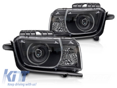 LED predné svetlá pre Chevrolet Camaro 2009–2013, čierne prevedenie, LED pás, set ľavé a pravé