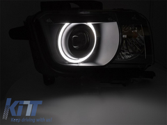 LED predné svetlá pre Chevrolet Camaro 2009–2013, čierne prevedenie, LED pás, set ľavé a pravé