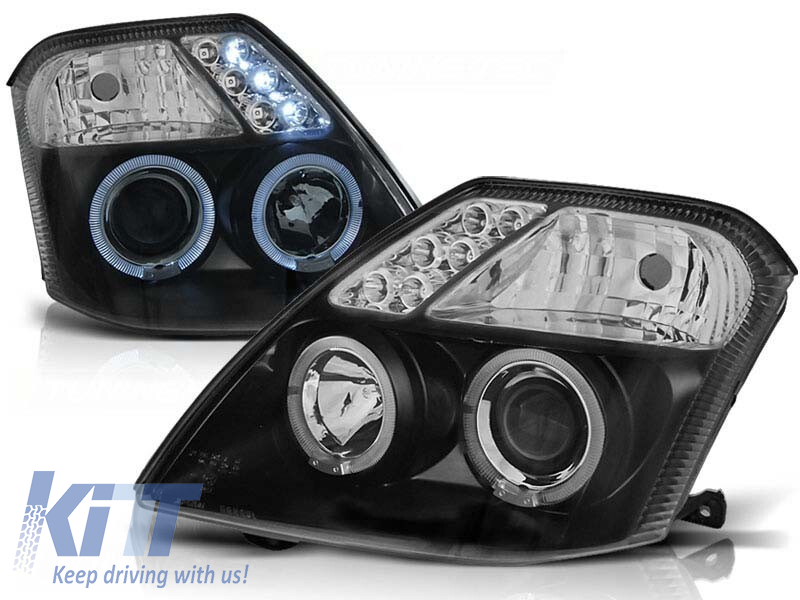 Predné svetlá s halogénovými Angel Eyes pre Citroën C2 2003–2010, set ľavé a pravé
