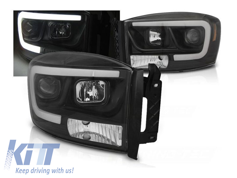 LED predné svetlá pre Dodge Ram (2006–2008) Tube Light čierne