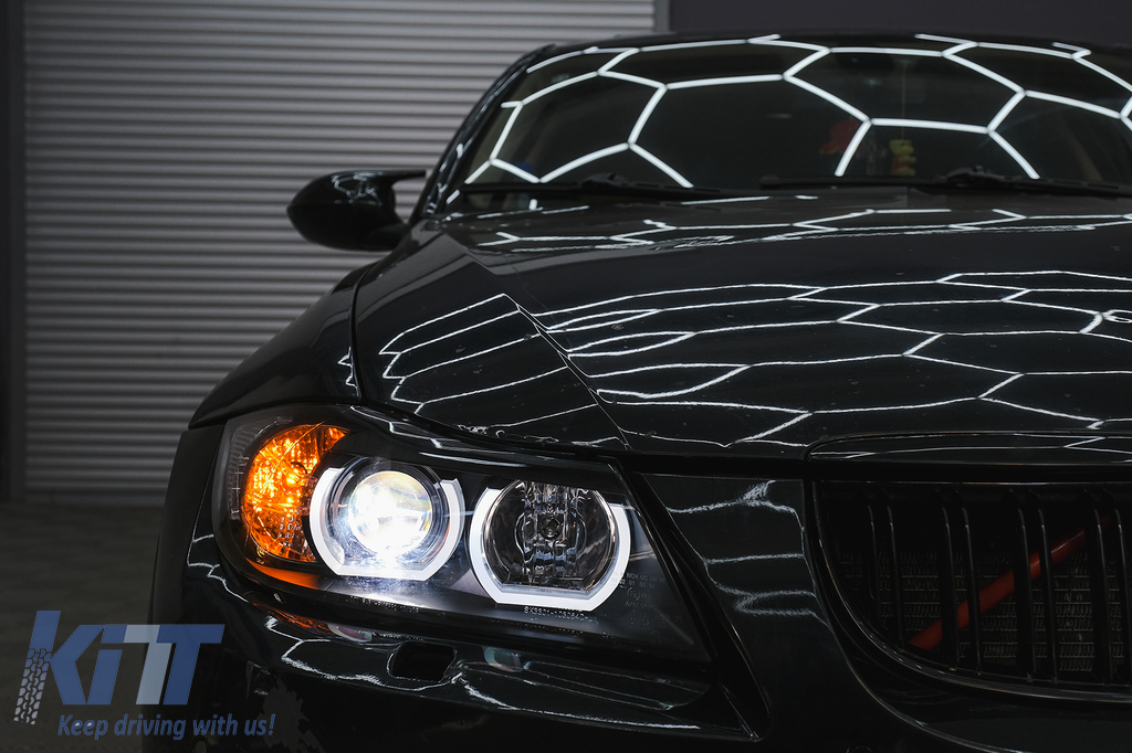 3D Angel Eyes Xenon svetlá BMW E90 E91 (2005-2008) – čierne, D1S, E6